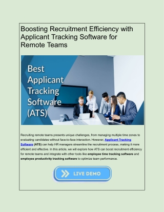 Boosting Recruitment Efficiency with Applicant Tracking Software for Remote Teams