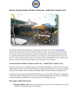 Discover the Best Outdoor Tiki Bar in Siesta Key