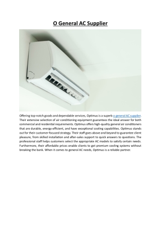 O General AC Supplier