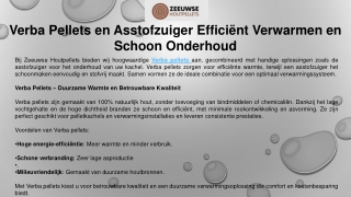 Verba Pellets en Asstofzuiger Efficiënt Verwarmen en Schoon Onderhoud