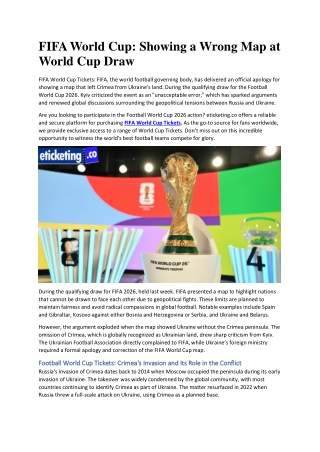 FIFA World Cup Showing a Wrong Map at World Cup Draw