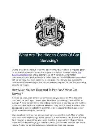 What Are The Hidden Costs Of Car Servicing