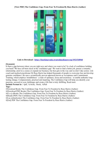 [View PDF] The Confidence Gap. From Fear To Freedom By Russ Harris (Author)