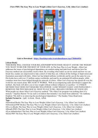 (Best Ebook) The Easy Way to Lose Weight (Allen Carr's Easyway, 1) By Allen Carr
