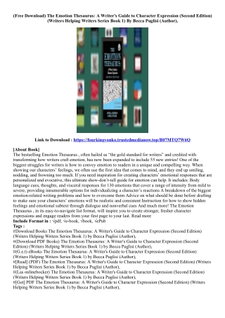 [View Book] The Emotion Thesaurus: A Writer's Guide to Character Expression (Sec