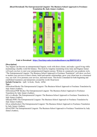 [Get Access Book] The Entrepreneurial Linguist: The Business-School Approach to