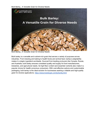 Bulk Barley_ A Versatile Grain for Diverse Needs