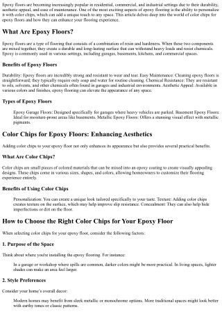 Color Chips for Epoxy Floors: Personalizing Your Flooring Experience