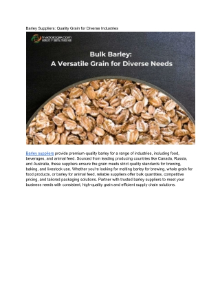 Barley Suppliers_ Quality Grain for Diverse Industries