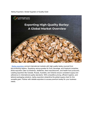 Barley Exporters_ Global Suppliers of Quality Grain