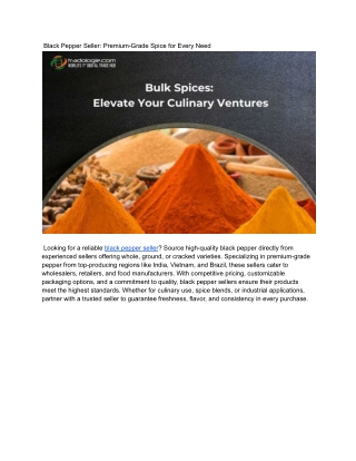 Black Pepper Seller_ Premium-Grade Spice for Every Need