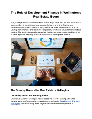 The Role of Development Finance in Wellington's Real Estate Boom
