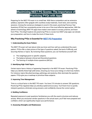 Maximizing NEET PG Scores_ The Importance of Practicing PYQs with Apps