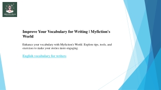 Improve Your Vocabulary for Writing  Myfiction's World