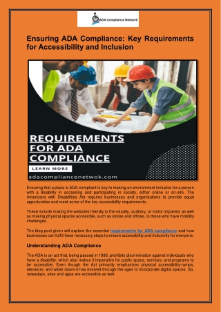Ensuring ADA Compliance - Key Requirements for Accessibility and Inclusion