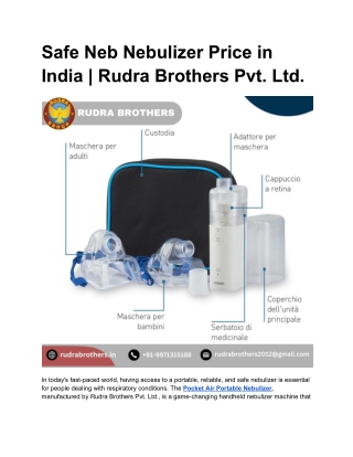 Safe Neb Nebulizer Price in India _ Rudra Brothers Pvt