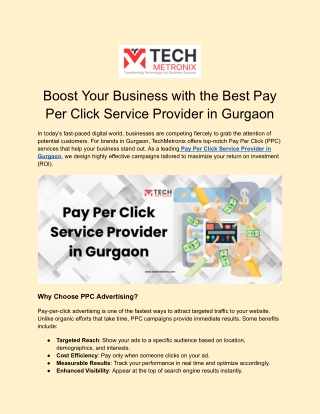 TechMetronix – Leading Pay Per Click Service Provider in Gurgaon
