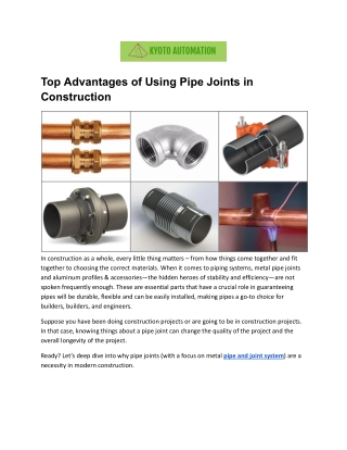 Top Advantages of Using Pipe Joints in Construction