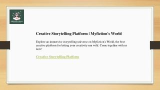 Creative Storytelling Platform  Myfiction's World