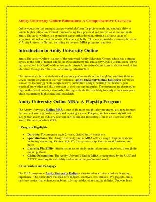 Amity University Online Education