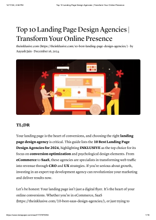 Top 10 Landing Page Design Agencies _ Transform Your Online Presence