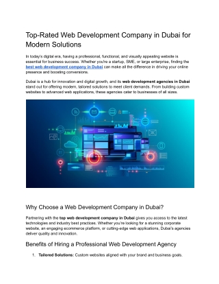 Top-Rated Web Development Company in Dubai for Modern Solutions
