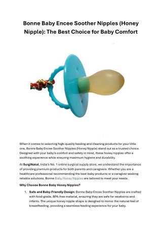 Bonne Baby Encee Soother Nipples (Honey Nipple):  Best Choice for Baby Comfort