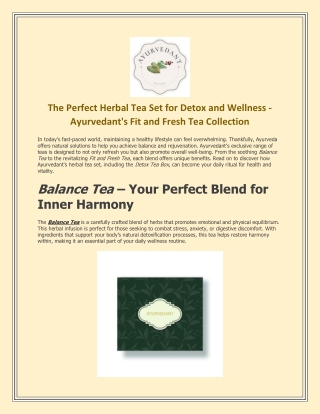 The Perfect Herbal Tea Set for Detox and Wellness - Ayurvedant's Fit and Fresh