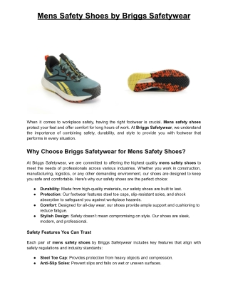 Mens Safety Shoes by Briggs Safetywear