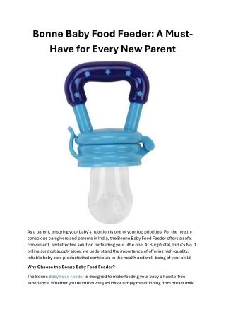 Bonne Baby Food Feeder: A Must-Have for Every New Parent