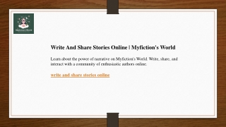 Write And Share Stories Online  Myfiction's World
