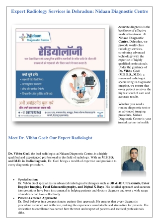 Expert Radiology Services in Dehradun - Nidaan Diagnostic Centre (1)