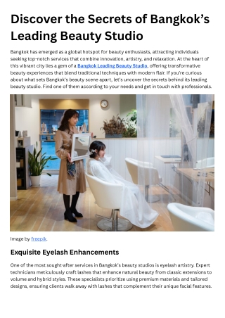Discover the Secrets of Bangkok’s Leading Beauty Studio