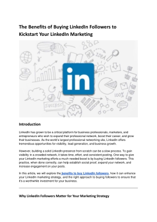 The Benefits of Buying LinkedIn Followers to Kickstart Your LinkedIn Marketing