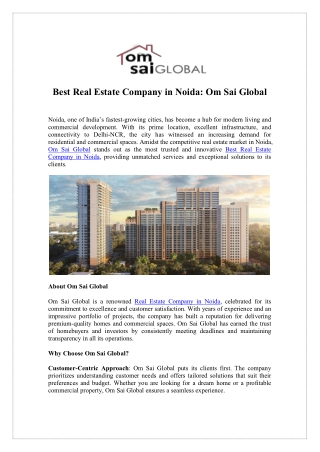 Best Real Estate Company in Noida - Om Sai Global