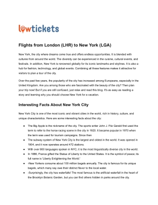 Cheapest Flight from London to New York