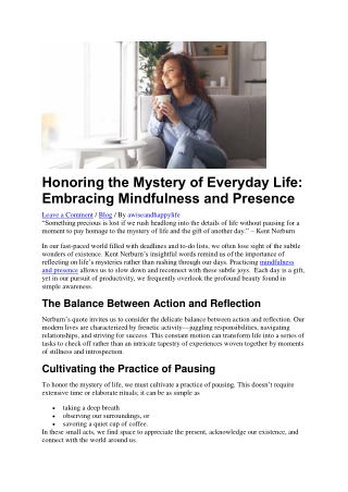 Mindfulness and Presence