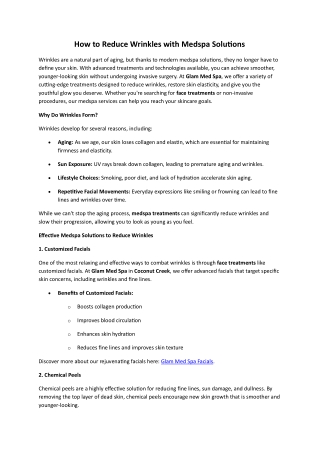 How to Reduce Wrinkles with Medspa Solutions