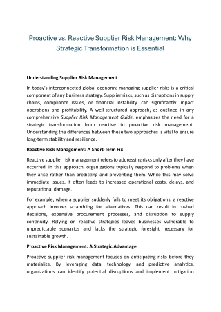 Supplier Risk Management: Strategic Transformation | Whitepaper