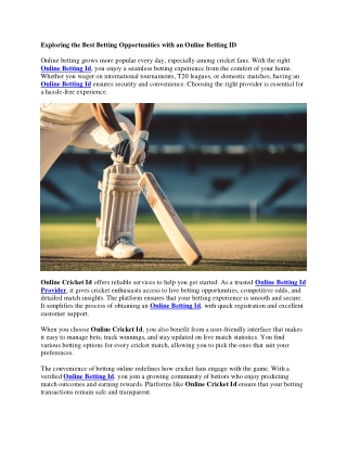 Exploring the Best Betting Opportunities with an Online Betting ID