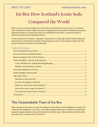 Irn Bru How Scotland's Iconic Soda Conquered the World