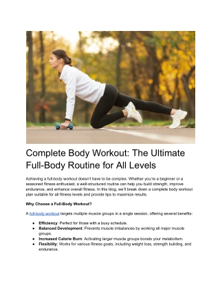 Complete Body Workout_ The Ultimate Full-Body Routine for All Levels