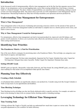 Time Management Tips for Entrepreneurs: Maximizing Productivity Daily