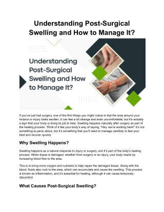 Understanding Post-Surgical Swelling and How to Manage It_