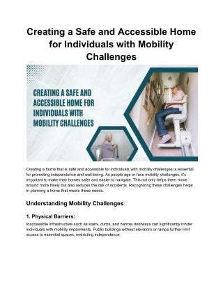 Creating a Safe and Accessible Home for Individuals with Mobility Challenges