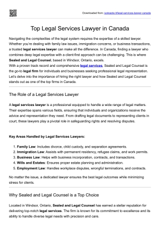 Legal Services Lawyer in Canada
