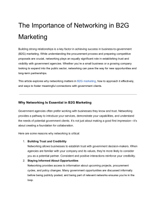 The Importance of Networking in B2G Marketing