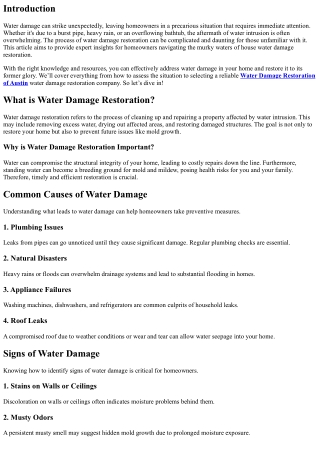 “House Water Damage Restoration: Expert Insights for Homeowners”