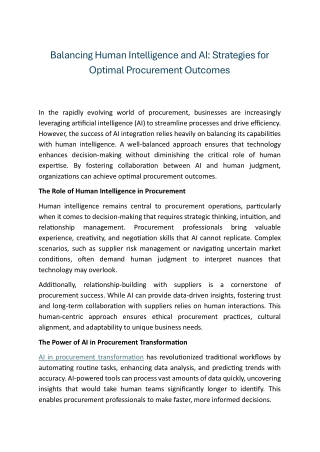 Balancing Human Intelligence and AI Strategies for Optimal Procurement Outcomes