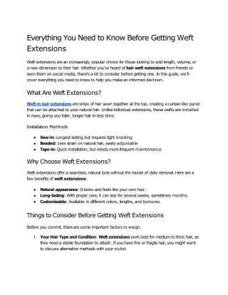 Everything You Need to Know Before Getting Weft Extensions